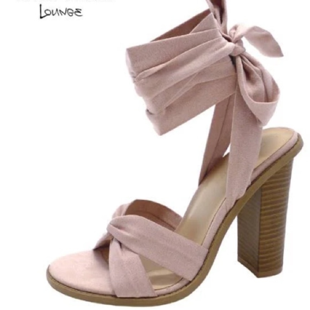 Wild Diva Lounge, Tie-Up Heel, Mauve, Size 7.5
